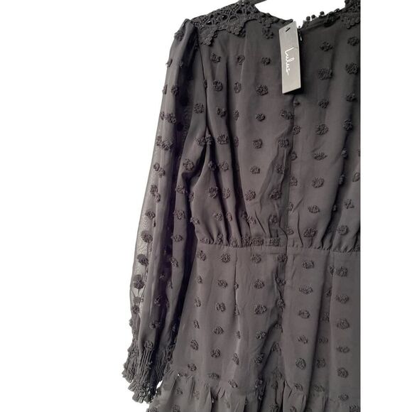Lulu’s Lust Or Love Black Swiss Dot Dress small  Embroidered Lace Goth - Picture 5 of 12